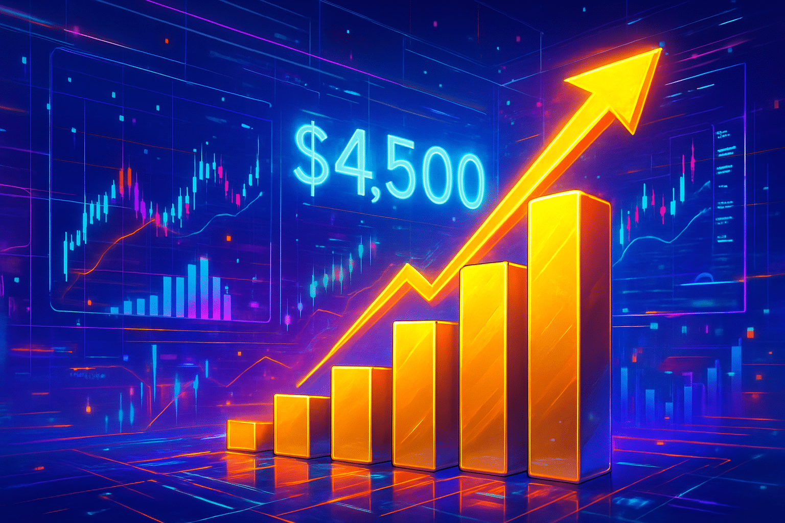 Giá vàng lập đỉnh lịch sử mới, vượt 4.500 USD Giá vàng lập đỉnh lịch sử mới, vượt 4.500 USD
