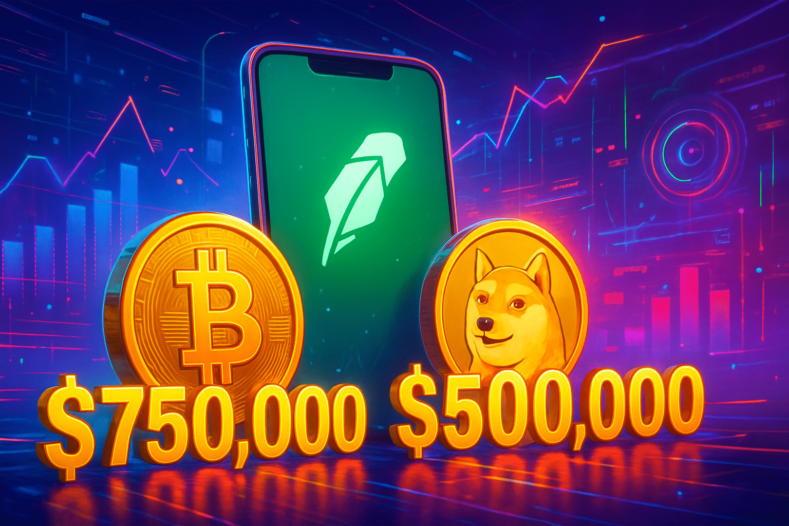 Robinhood tặng 750.000 USD Bitcoin và 500.000 USD Dogecoin Robinhood tặng 750.000 USD Bitcoin và 500.000 USD Dogecoin