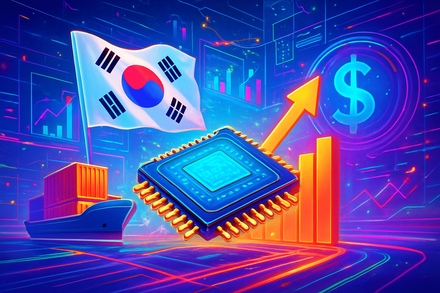 Xuất khẩu Hàn Quốc tăng nhờ chip, dù chịu thuế Xuất khẩu Hàn Quốc tăng nhờ chip, dù chịu thuế quan Mỹ