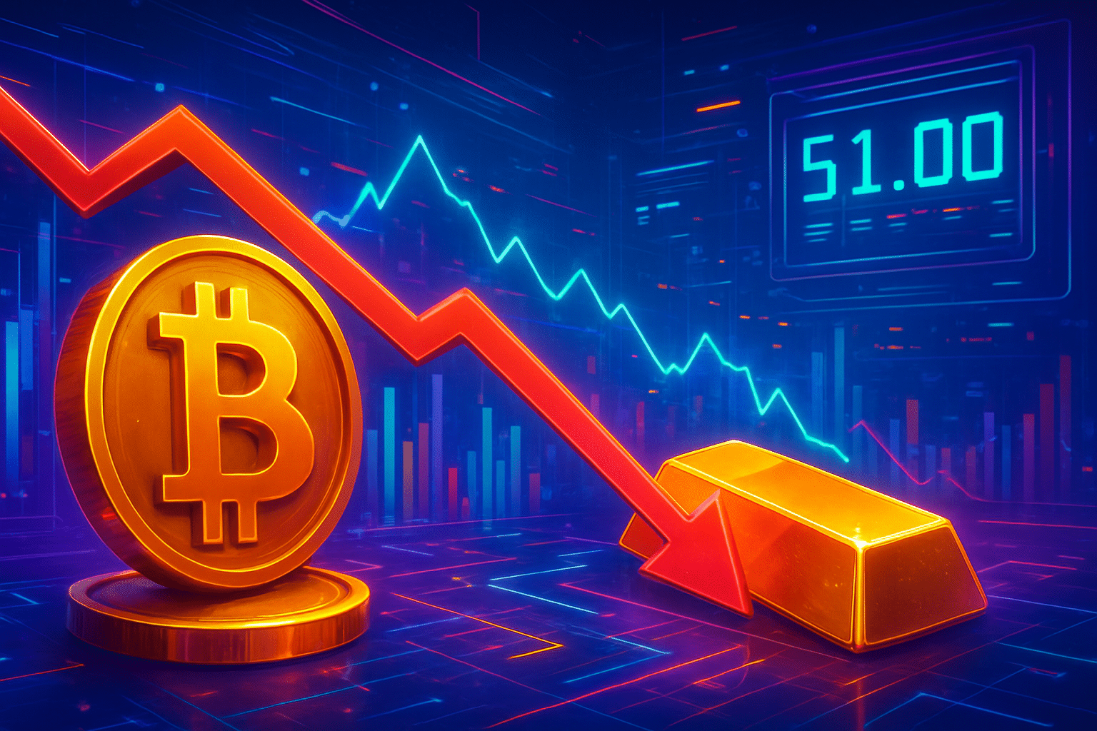 Bitcoin lao dốc về 80.000 USD, vàng rơi còn 5.100 USD