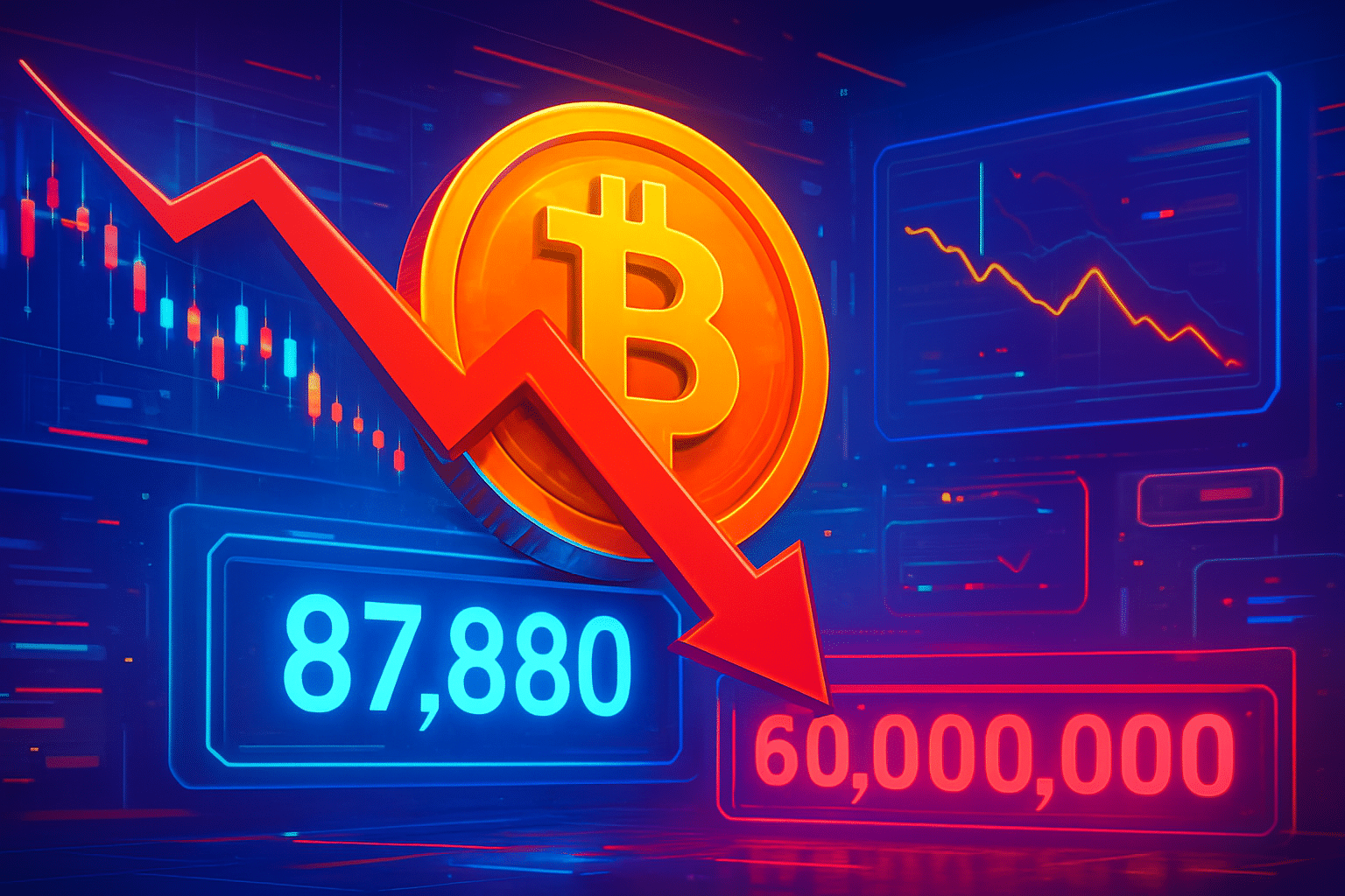 Bitcoin lao dốc về 87.880 USD, xóa 60 triệu USD lệnh long đòn bẩy