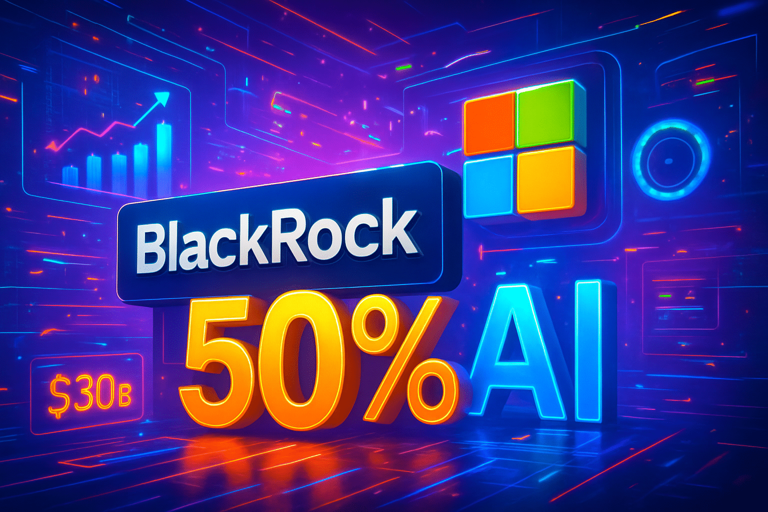 BlackRock chạm mốc 50% thương vụ tài trợ AI 30 BlackRock chạm mốc 50% thương vụ tài trợ AI 30 tỷ USD của Microsoft