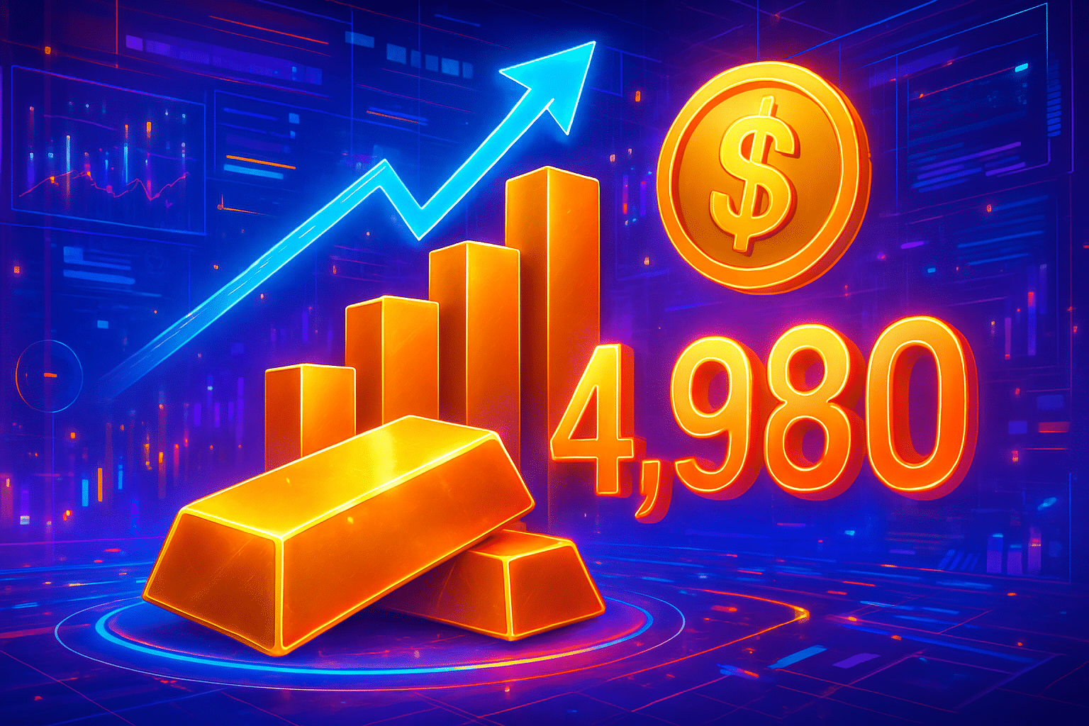 Giá vàng lập đỉnh mọi thời đại mới ở mức Giá vàng lập đỉnh mọi thời đại mới ở mức 4.980 USD