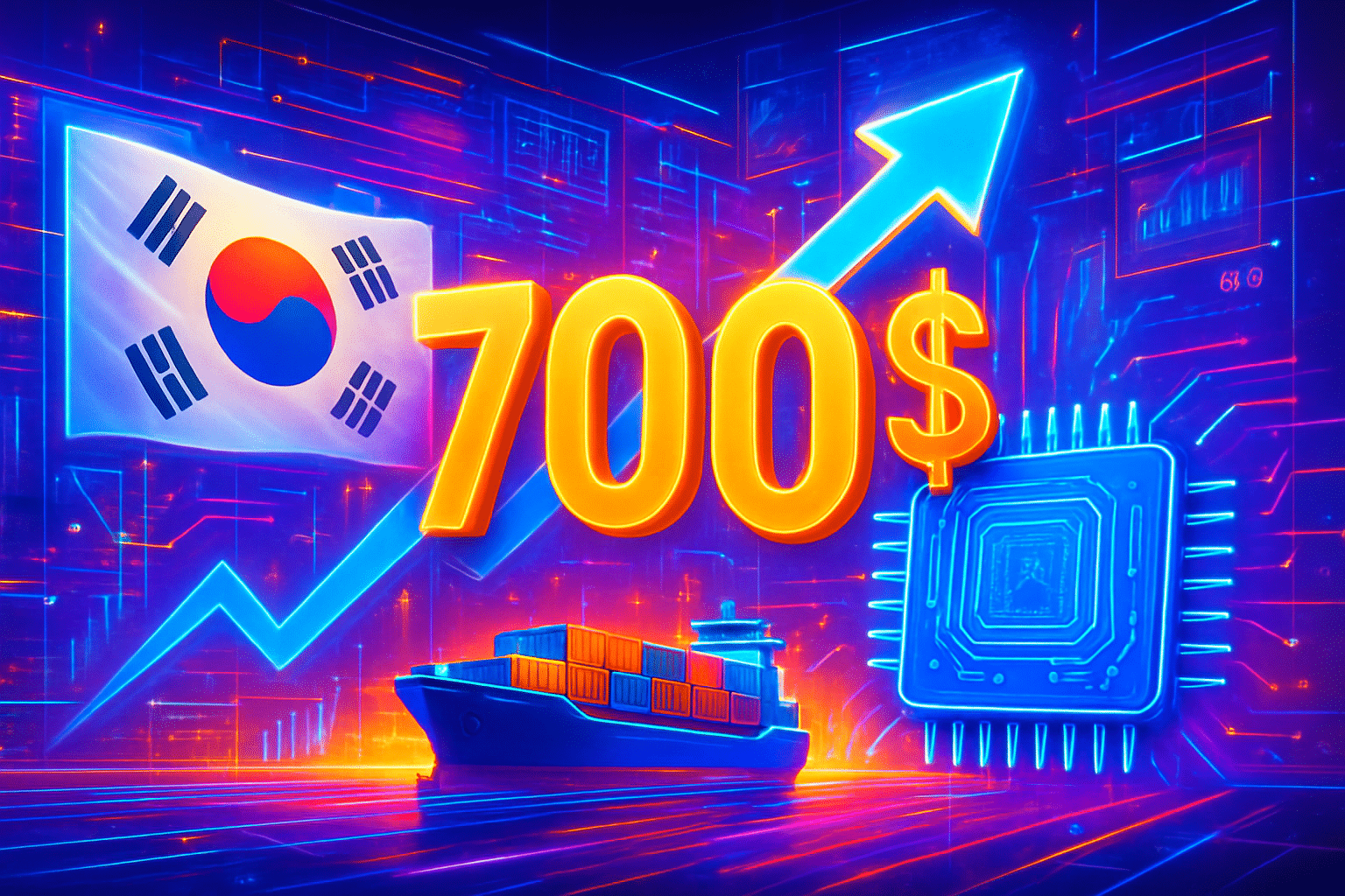 Hàn Quốc vượt 700 nghìn tỷ USD xuất khẩu năm, Hàn Quốc vượt 700 nghìn tỷ USD xuất khẩu năm, nhờ chip kỷ lục
