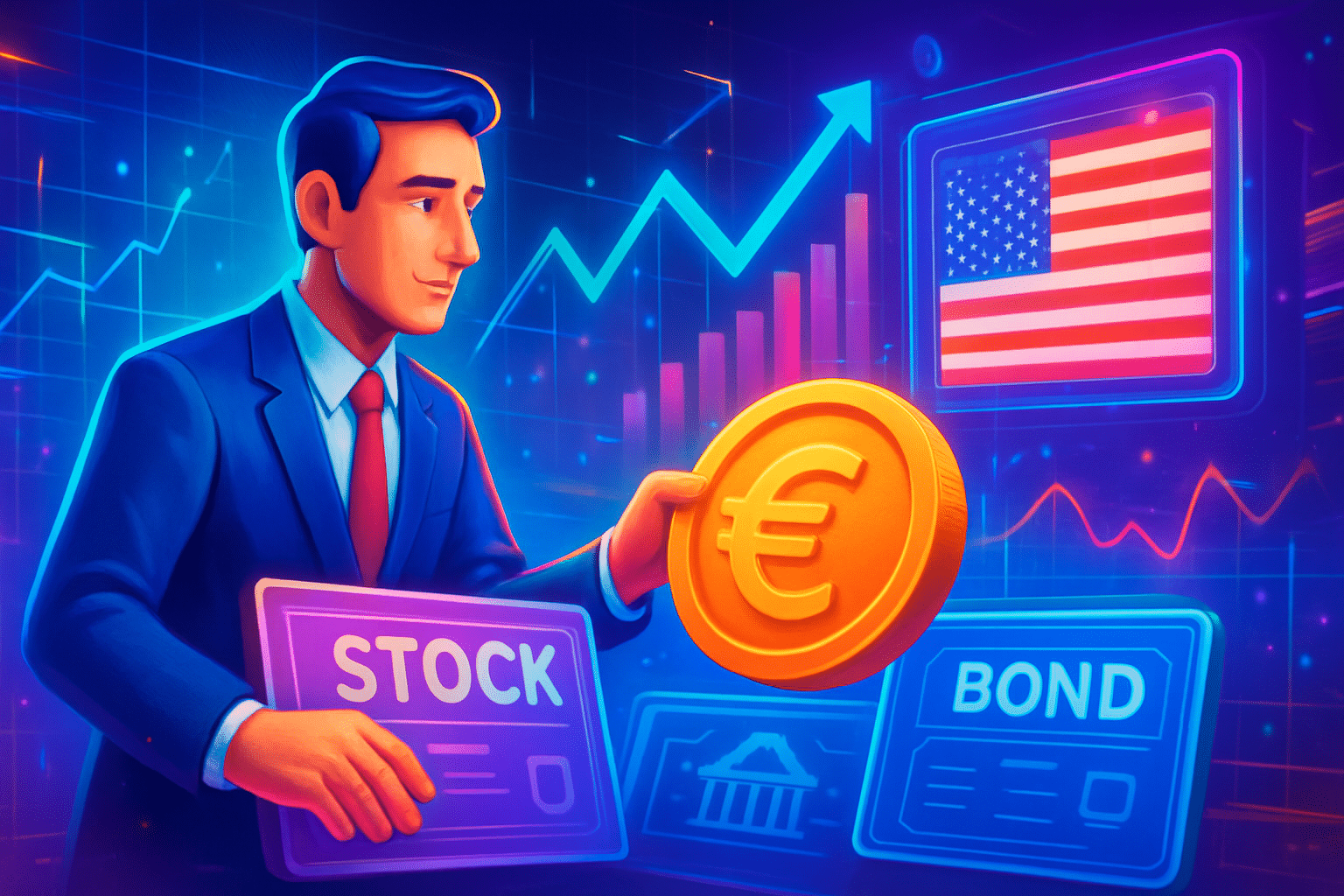 Nhà đầu tư châu Âu nắm cổ phiếu và trái Nhà đầu tư châu Âu nắm cổ phiếu và trái phiếu Mỹ hỗ trợ EUR mạnh