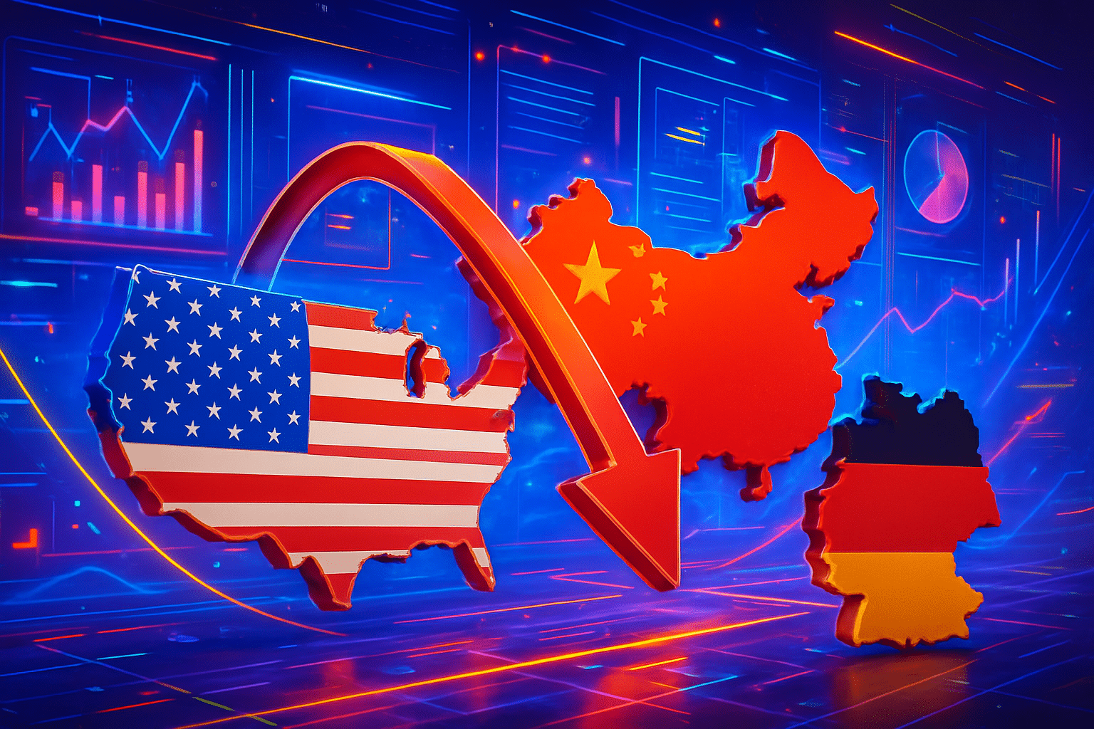 Thương mại Mỹ suy yếu hơn với Trung Quốc và Thương mại Mỹ suy yếu hơn với Trung Quốc và Đức năm 2025